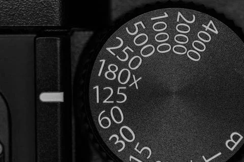 Shutter speed dial on a camera Stock Photos