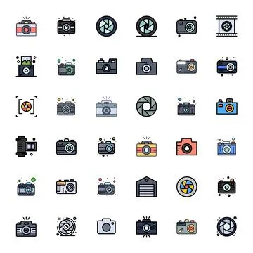 Shutter Vector Icon Arsenal with 36 Retina Ready Line Filled Display Perfec.. Stock Illustration