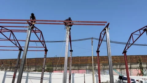 Shuttering on top of building Stock Footage 324518062