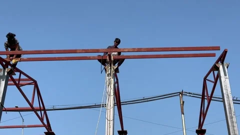 Shuttering on top of building Stock Footage 324518083