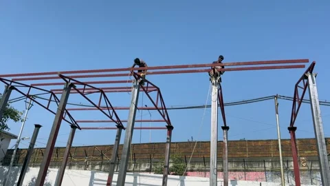 Shuttering on top of building Stock Footage 324518211