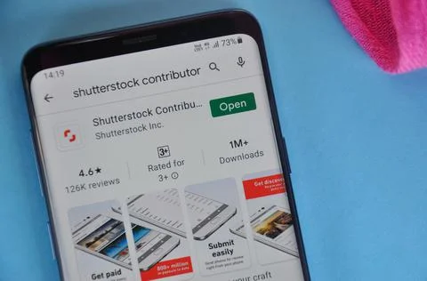 Shutterstock contributor app displaying on Google Play Store Stock Photos