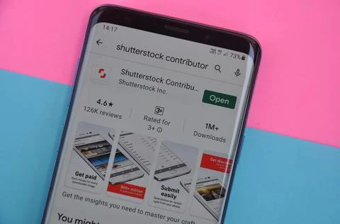 Shutterstock contributor app displaying on Google Play Store Stock-Fotos