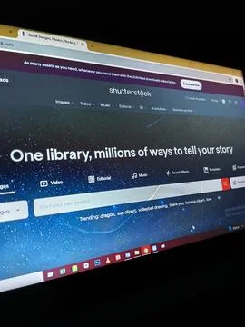 Shutterstock website interface opened on computer Stock Photos