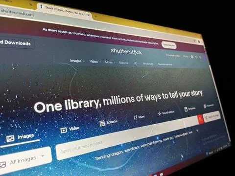 Shutterstock website old interface opened on computer Stock Photos