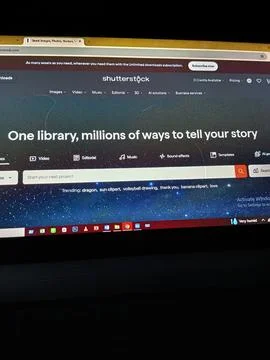 Shutterstock website old interface opened on computer Stock Photos