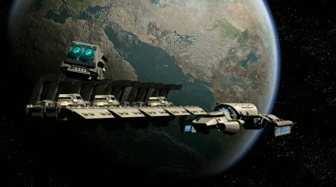 Shuttle approaches space dock Stock Footage 525468