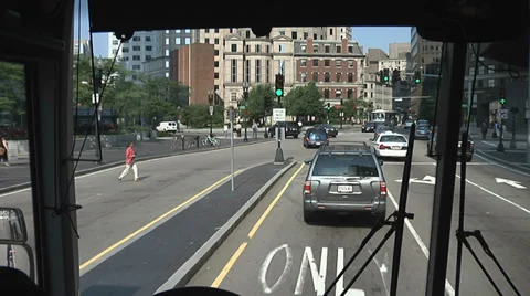 SHUTTLE BUS RIDING IN BOSTON Stock Footage 37167431