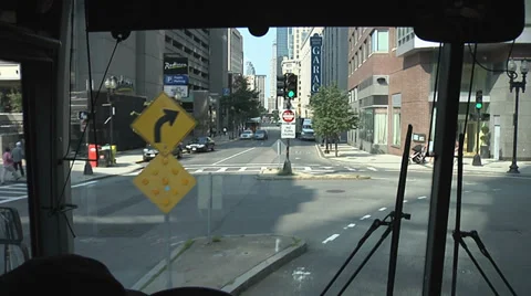 SHUTTLE BUS RIDING IN BOSTON Video stock 37168168