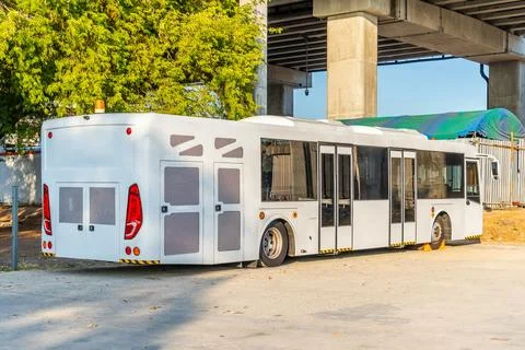 Shuttle bus waiting for passengers on the plane for transportation to the air Stock Photos
