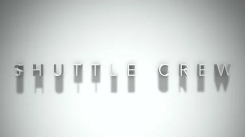 Shuttle crew 3D title animation white text on a white background Stock Footage 299423438