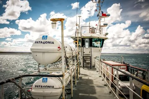 Shuttle that crosses the Strait of Magellan Stock Photos