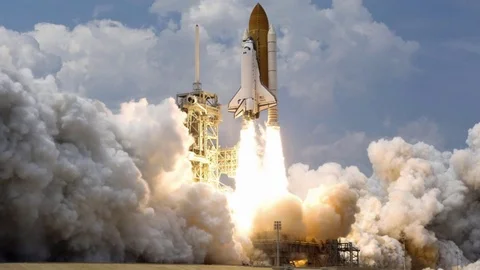 Shuttle launch cinemagraph plotagraph Stock Footage 95507283
