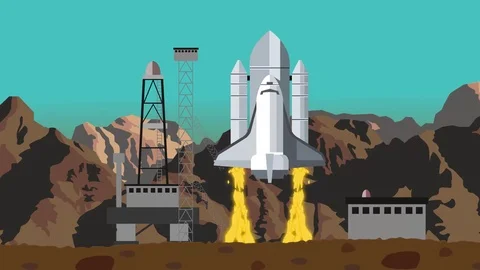 Shuttle Launch from a Space Launching Station Daytime Stock Footage 73025218