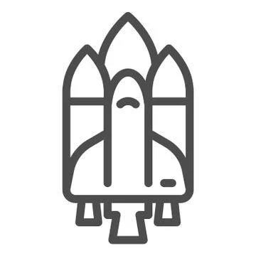 Shuttle line icon. Rocket vector illustration isolated on white. Spaceship Illustrazione stock