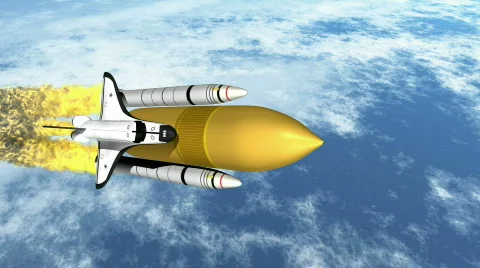 Shuttle over earth side view HD Video stock 111436