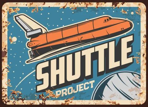 Shuttle project vector rusty plate, expedition Illustrazione stock