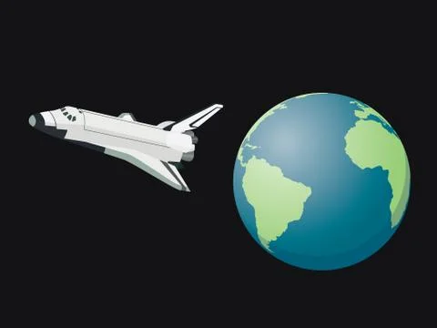 Shuttle space leave world flying on the sky above the world vector 스톡 일러스트
