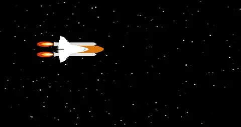 Shuttle in space pixel art seamless animation 库存影片 119001990