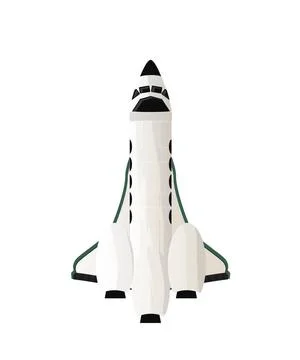 Shuttle Spaceship, shuttle design. Isolated objects on white background Co... Stock Photos