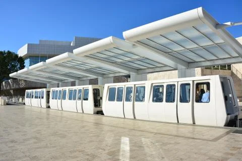 Shuttle train between the Getty center and the park Stock Photos