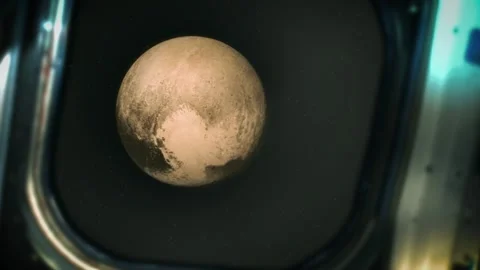 Shuttle Window View of a Space Craft Approaching Planet - Pluto Vidéo 256595260