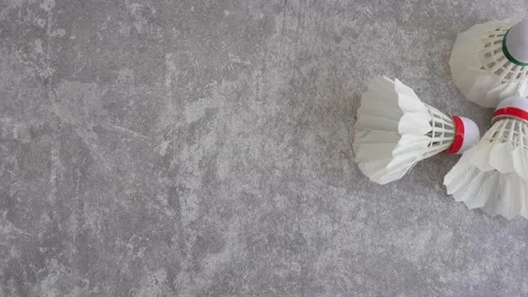 Shuttlecock on abstract gray background Video stock 336907031