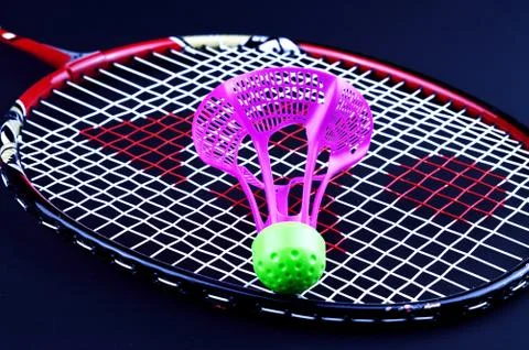 Shuttlecock and racket Stock Photos