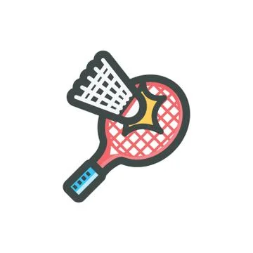 Shuttlecock Being Hit By Racket Illustrazione stock