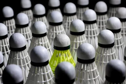 Shuttlecock on a black background. Stock Photos