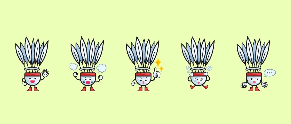 Shuttlecock character set bundle Stock Illustration
