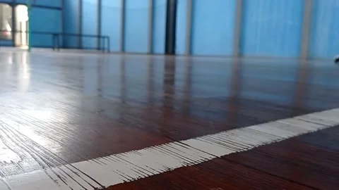 A shuttlecock is falling and make a score for the opponent Stock Footage 149957251