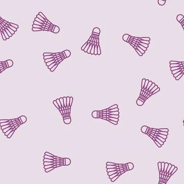 Shuttlecock game line seamless pattern Stock Illustration