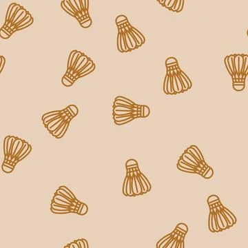 Shuttlecock game line vector seamless pattern Illustrazione stock