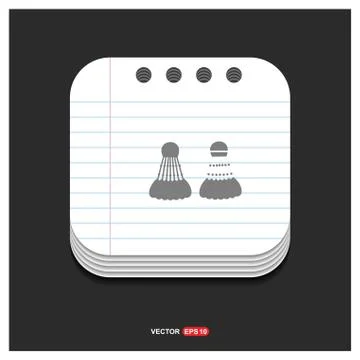 Shuttlecock Icon Gray icon on Notepad Style template Vector EPS 10 Free Icon Stock Illustration