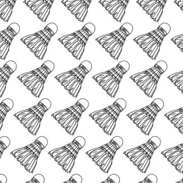 Shuttlecock Icon Seamless Pattern, Shuttlecock For Badminton Sport, Bird Feat Stock Illustration