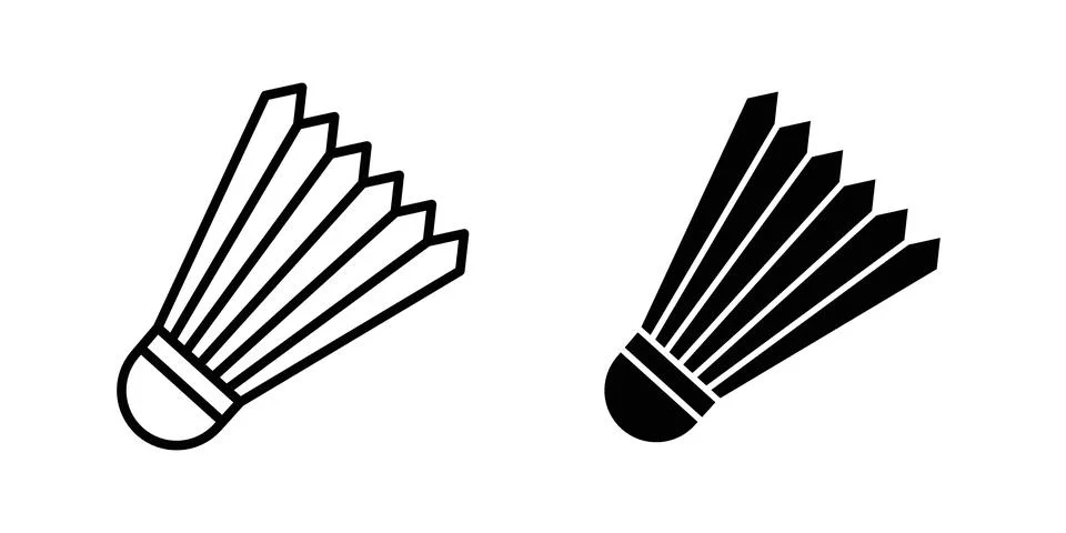 Shuttlecock icon silhouette vector set. thin line pack Stock Illustration