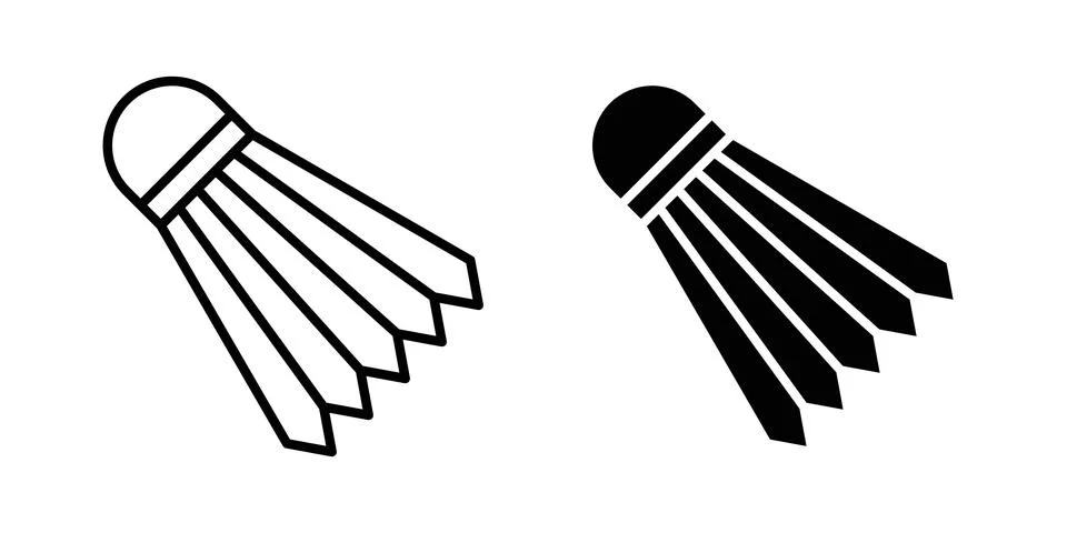 Shuttlecock icon solid, line, and editable vector set. Stock Illustration