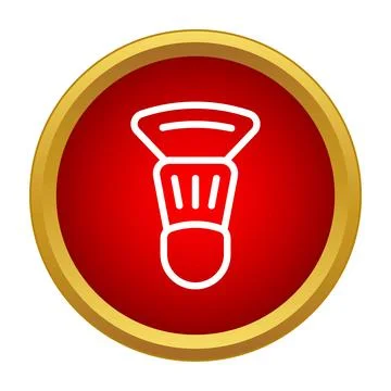 Shuttlecock line icon in red circle button Stock Illustration