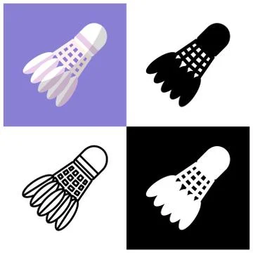 Shuttlecock set in trendy flat style isolated. A sport in which players are Stock Illustration