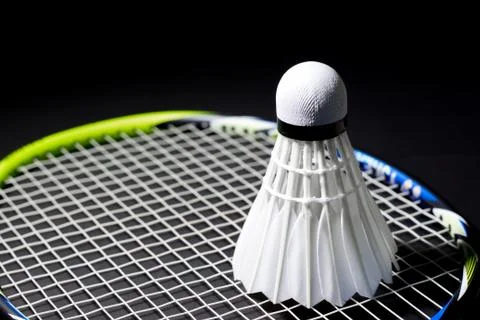 Shuttlecocks on the racket. Stock Photos