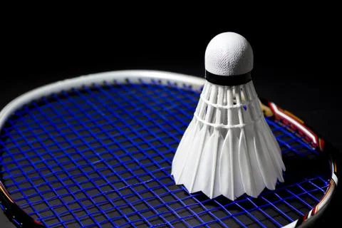 Shuttlecocks on the racket. Stock Photos