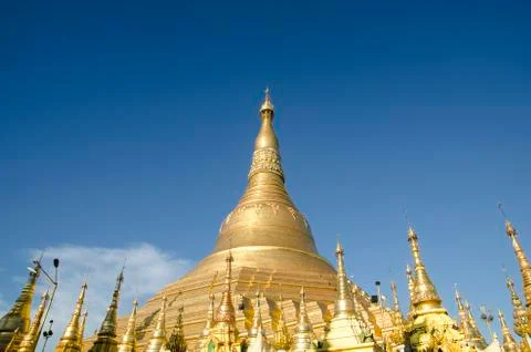 The Shwedagon Pagoda Temple, Golden Pagoda in YANGON ,MYANMAR. Stock Photos