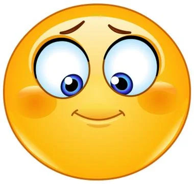 Shy emoticon looking down Stock Illustration