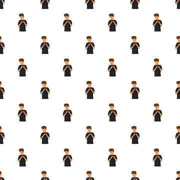 Shy timid man feeling awkward cartoon pattern Illustrazione stock