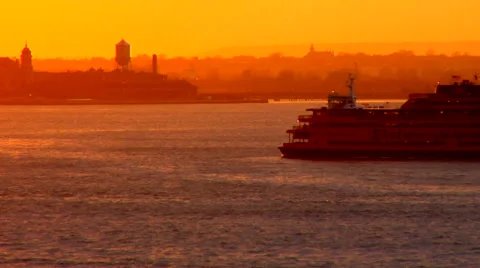 SI Ferry Dusk Stock Footage 57685921