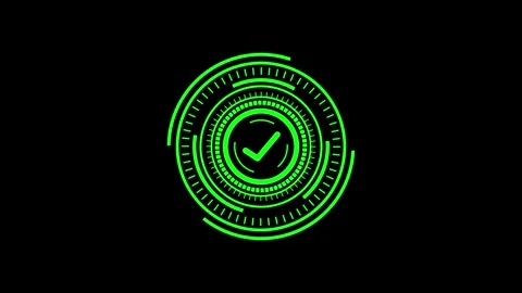 Si fi check mark animation. Glowing check mark animation with hud background Stock Footage 311037370