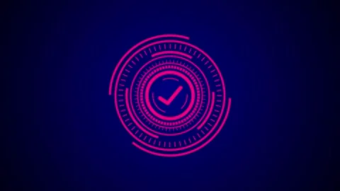 Si fi check mark animation. Glowing check mark animation with hud background Stock Footage 311037379