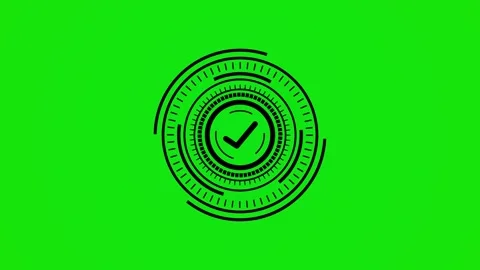 Si fi check mark animation. Glowing check mark animation with hud background Stock Footage 311037389