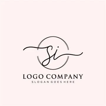 SI Initial handwriting logo design Stock Illustration
